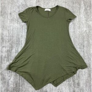 Made by Johnny Shirt Women‎ Small Green Short Sleeve Stretch Tunic Made In USA
